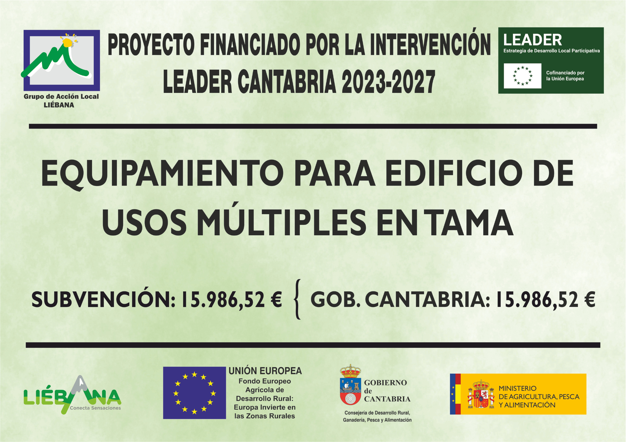 Cartel Equipamiento para edificio de usos multiples en Tama